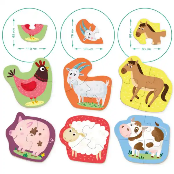 Puzzle 6 in 1 „Animale domestice”