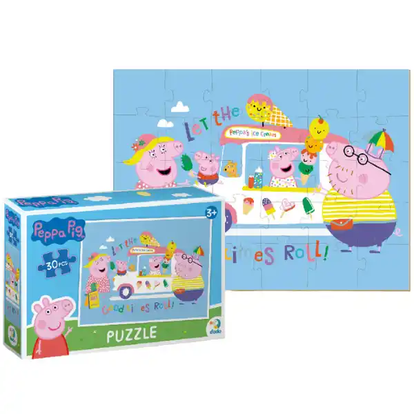 Puzzle „Înghețată de la Purcelușa Peppa”, seria Peppa Pig, 30 elem.
