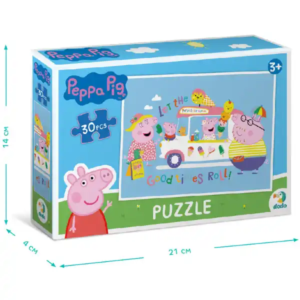 Puzzle „Înghețată de la Purcelușa Peppa”, seria Peppa Pig, 30 elem.