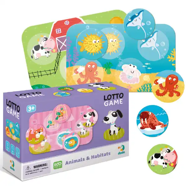 Joc de masă loto „Animalele și habitatele lor”
