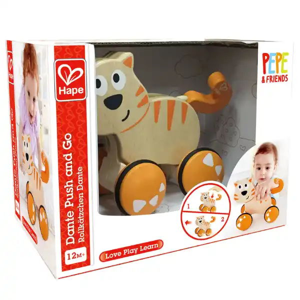 Jucărie de tras din lemn „Pisoiaș Dante”