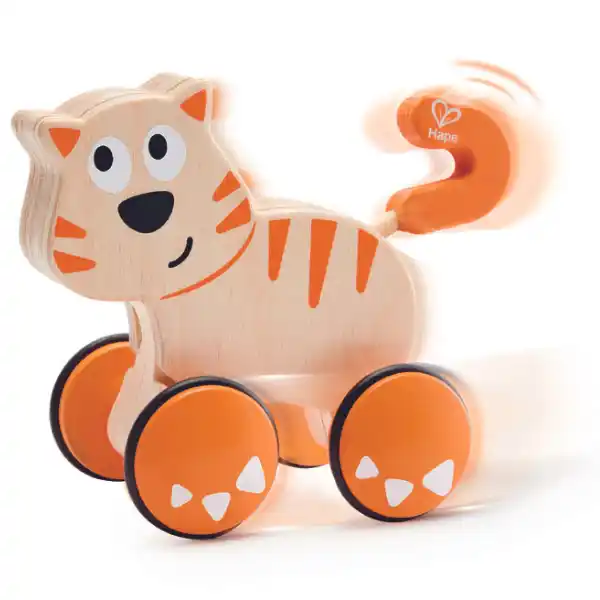 Jucărie de tras din lemn „Pisoiaș Dante”