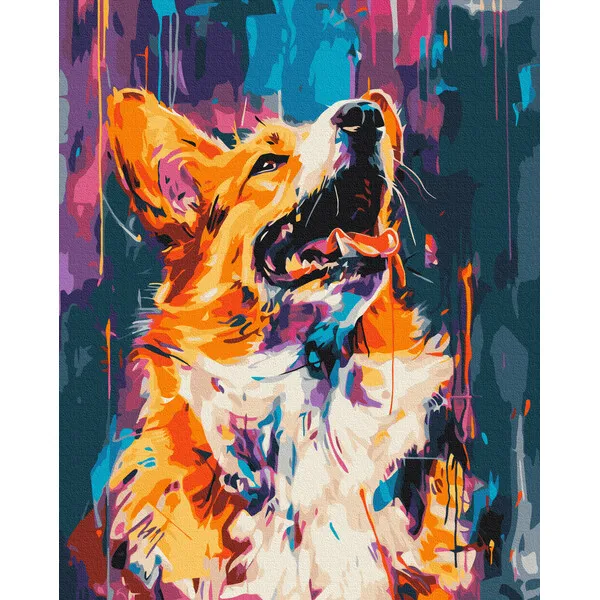 Pictură pe numere 40×50 cm (fără cutie)  –  Corgi colorat