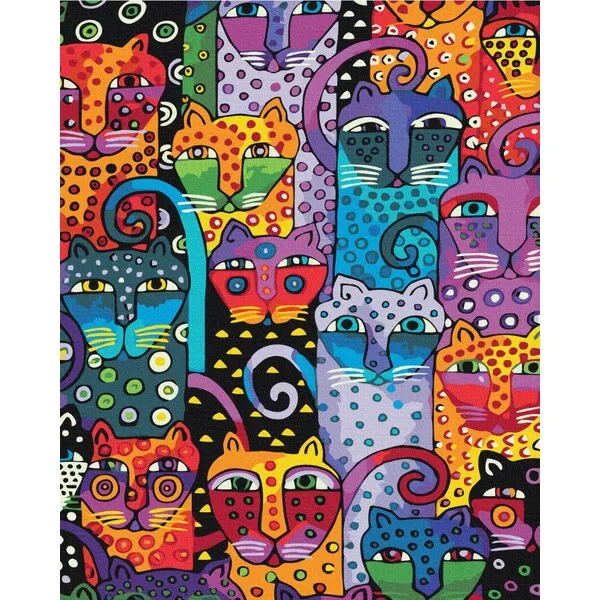Pictură pe numere 40×50 cm (fără cutie)  –  Pisici multicolore