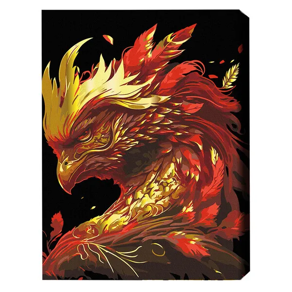 Pictură pe numere 40*50 сm (pânză neagră/fără cutie) – Phoenix de aur