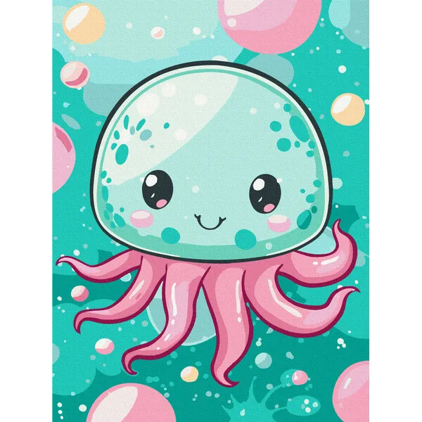 Pictură pe numere 30*40 сm (fără cutie) – Meduze vesele
