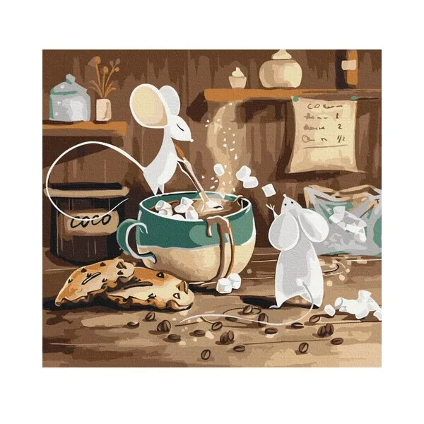 Pictură pe numere 30*40 сm (fără cutie) – Cacao pentru șoricei