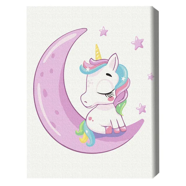 Pictură pe numere 30*40 сm (fără cutie) – Unicorn pe lună