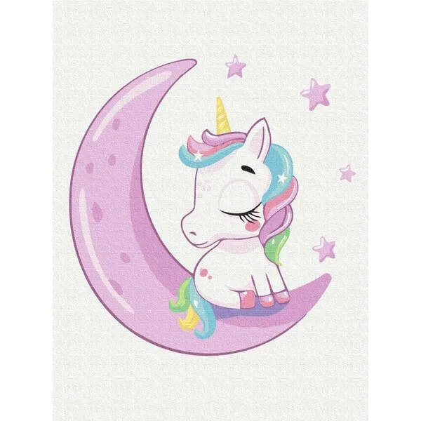 Pictură pe numere 30*40 сm (fără cutie) – Unicorn pe lună
