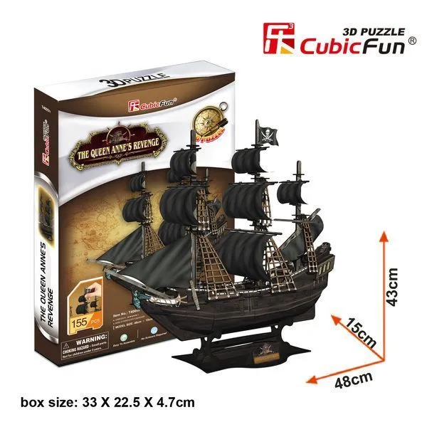 3D puzzle Corabie de pirați “Răzbunarea Reginei Anne”, 155 elemente