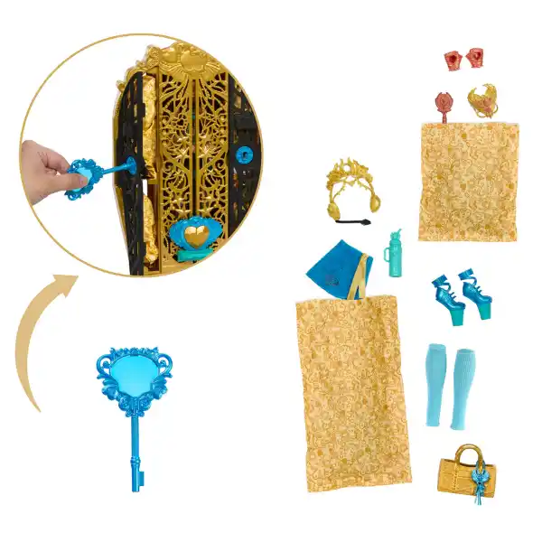 Set de joc Monster High „Cleo de Nile cu șifonier”, cu accesorii