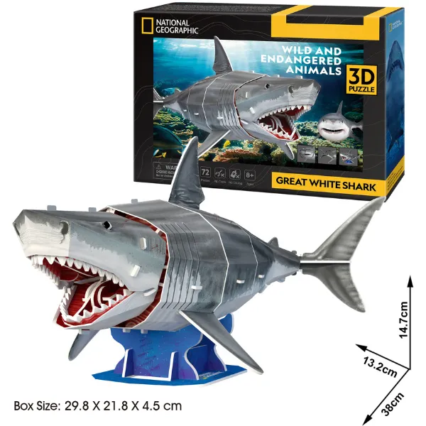 3D puzzle „Marele rechin alb”, 78 elemente
