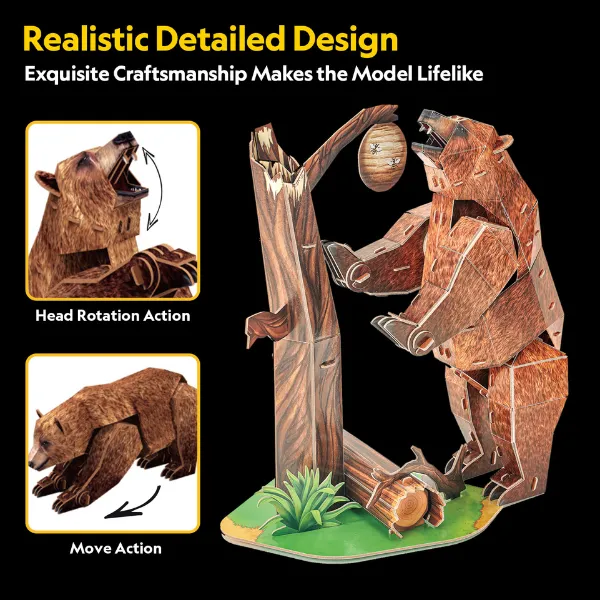 3D puzzle „Urs brun”, 88 elemente