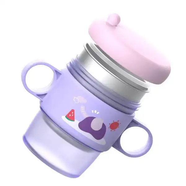 Термокружка с ручками и крышкой, фиолетовая — U-Grow