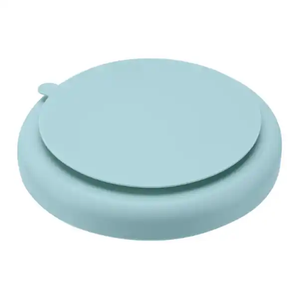 Синяя силиконовая тарелка с отделениями, на присоске