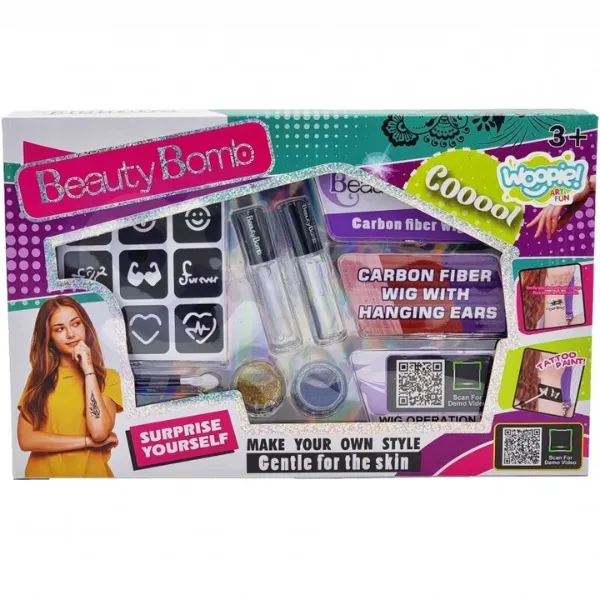 Set cosmetic pentru copii cu șuvițe de păr