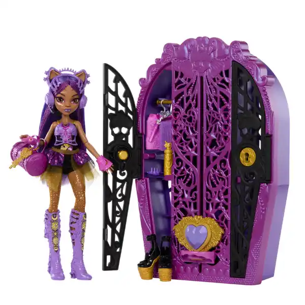 Set de joc Monster High „Clawdeen Wolf cu șifonier”, cu accesorii