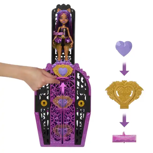 Set de joc Monster High „Clawdeen Wolf cu șifonier”, cu accesorii