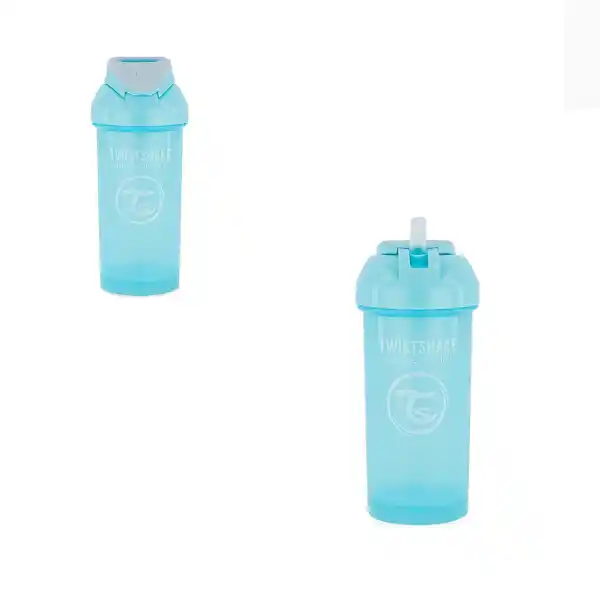 Чашка с трубочкой, пастельный синий, 360 мл