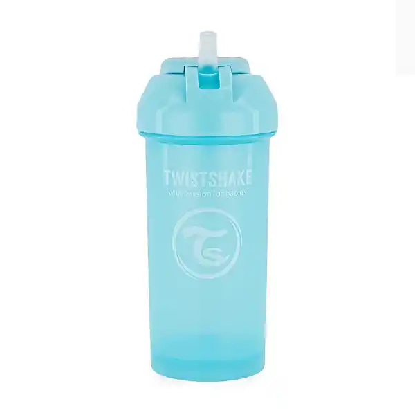 Чашка с трубочкой, пастельный синий, 360 мл