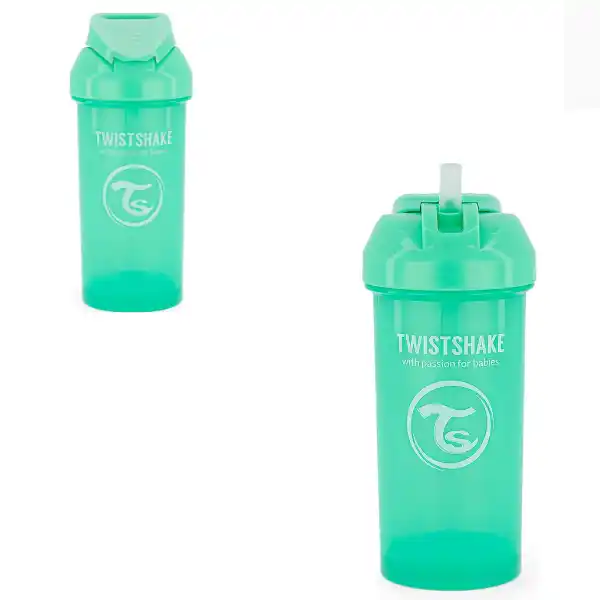 Чашка с трубочкой, пастельный зелёный, 360 мл