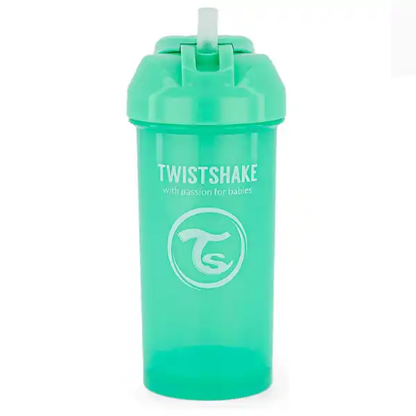 Чашка с трубочкой, пастельный зелёный, 360 мл