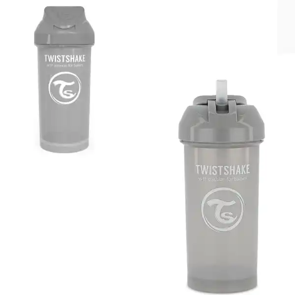 Чашка с трубочкой, пастельный серый, 360 мл