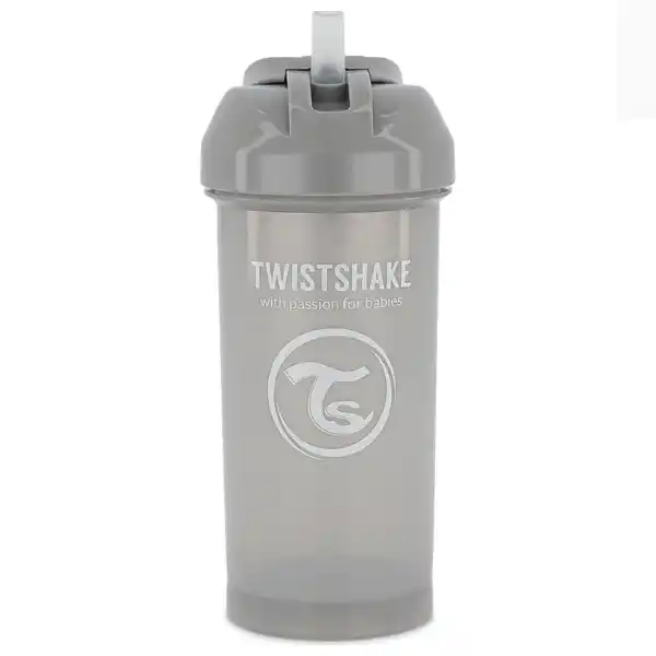 Чашка с трубочкой, пастельный серый, 360 мл