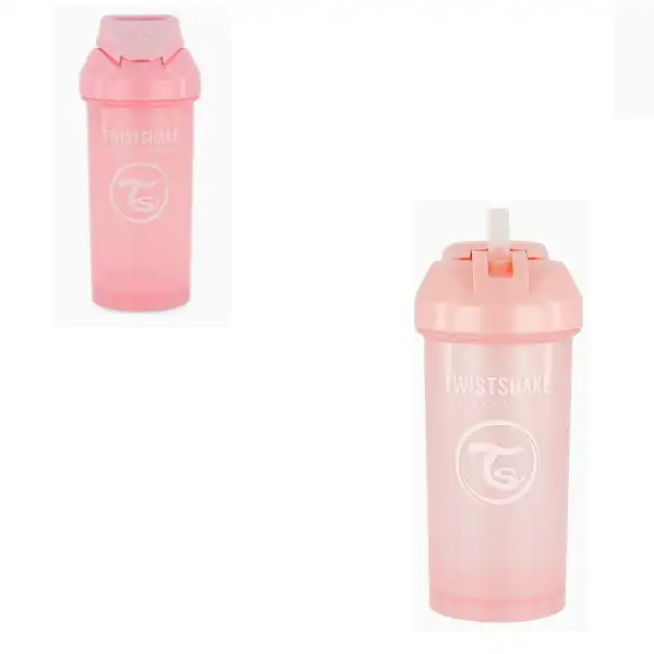 Чашка с трубочкой, пастельный розовый, 360 мл