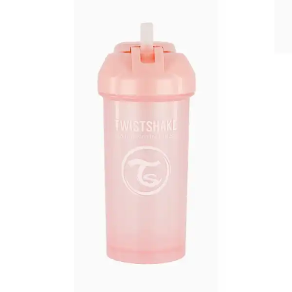 Чашка с трубочкой, пастельный розовый, 360 мл