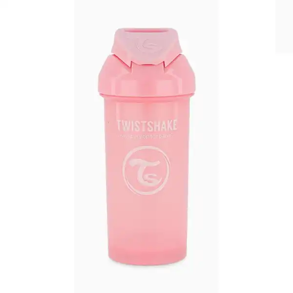 Чашка с трубочкой, пастельный розовый, 360 мл