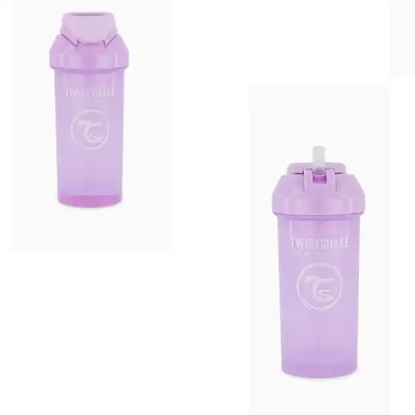 Чашка с трубочкой, пастельный фиолетовый, 360 мл