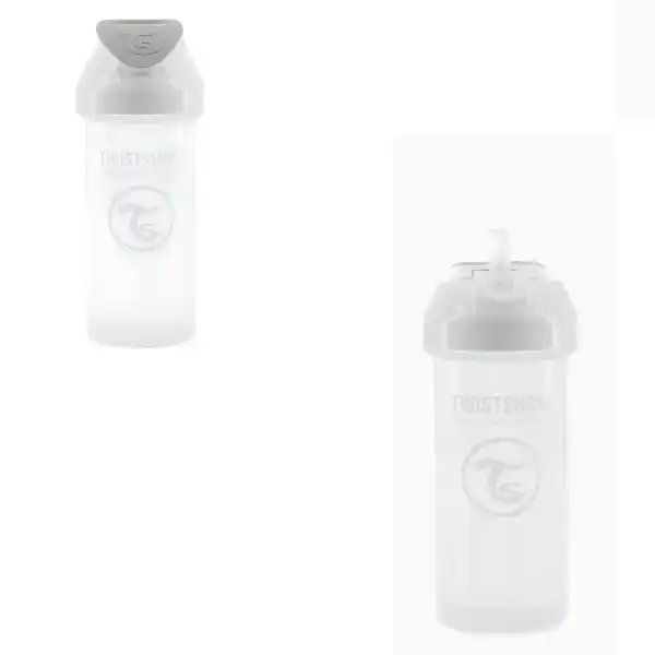 Чашка с трубочкой, пастельный белый, 360 мл