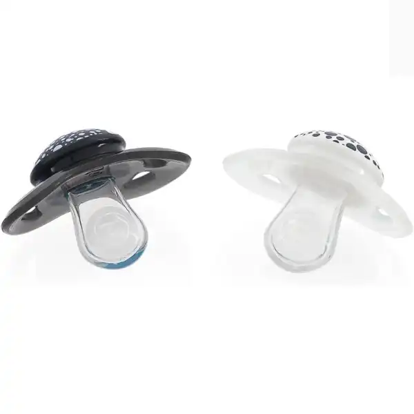 Набор из 2 силиконовых сосок ортодонтической формы, чёрная и белая, 6+ месяцев