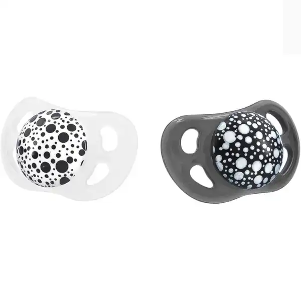 Набор из 2 силиконовых сосок ортодонтической формы, чёрная и белая, 6+ месяцев