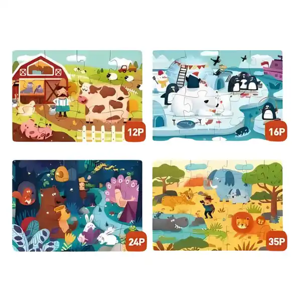 Seria de puzzle-uri „Animăluțe”, 4 în 1