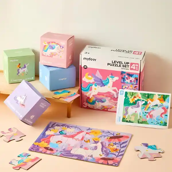 Seria de puzzle-uri „Unicorn”, 4 în 1