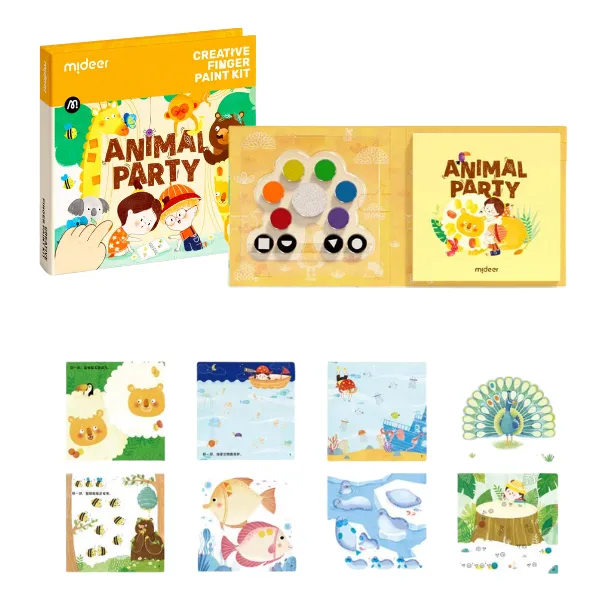 Set de Creație și Pictură cu Degetele „Petrecerea animalelor”