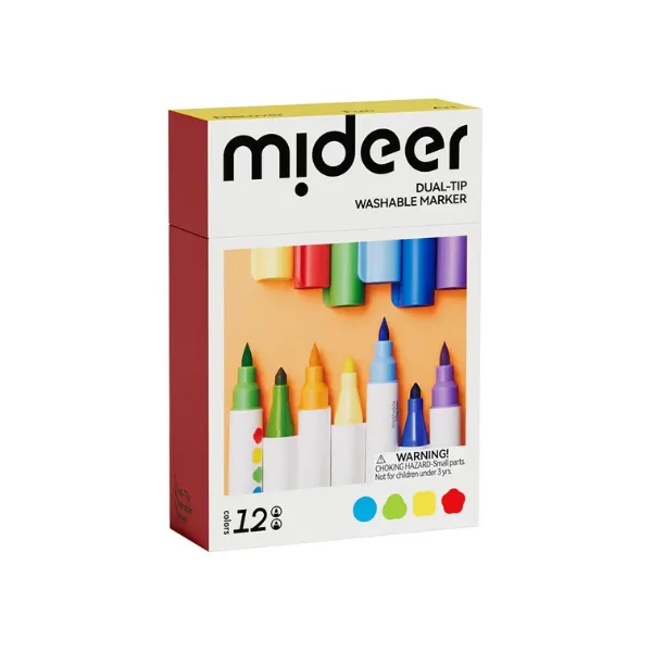 Set de markere lavabile cu 2 vârfuri, 12 culori