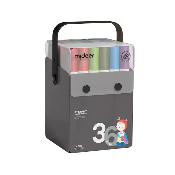 Set de markere semitransparente cu vârf dublu, 36 culori