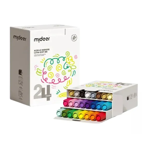 Set de markere acrilice cu peniță ultra moale, 24 culori