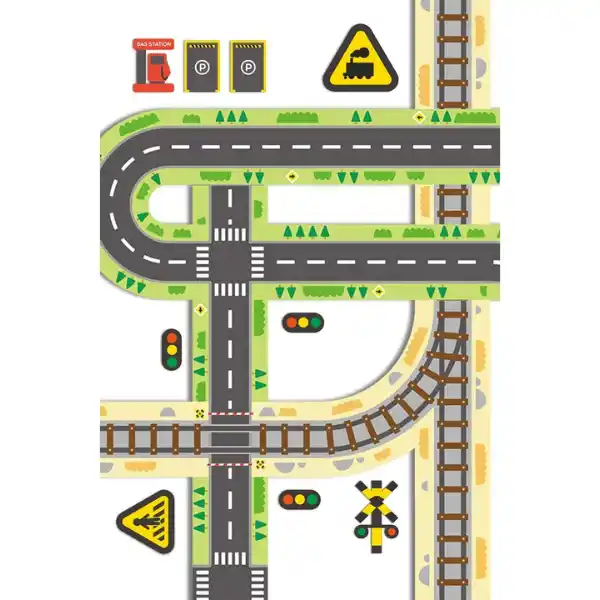 Set de joc „Bandă rutieră adezivă și trafic rutier”