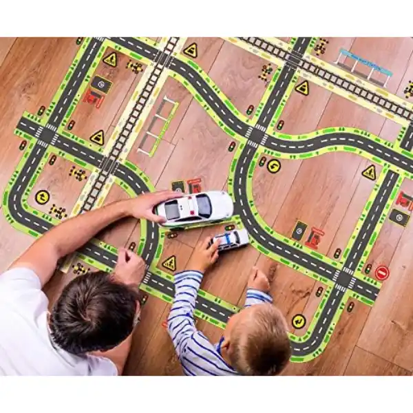 Set de joc „Bandă rutieră adezivă și trafic rutier”