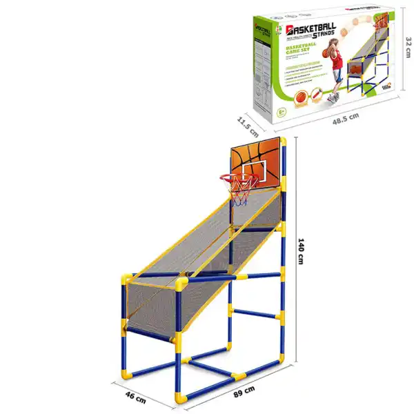 Set coș de baschet pentru copii cu minge și pompă, din plastic