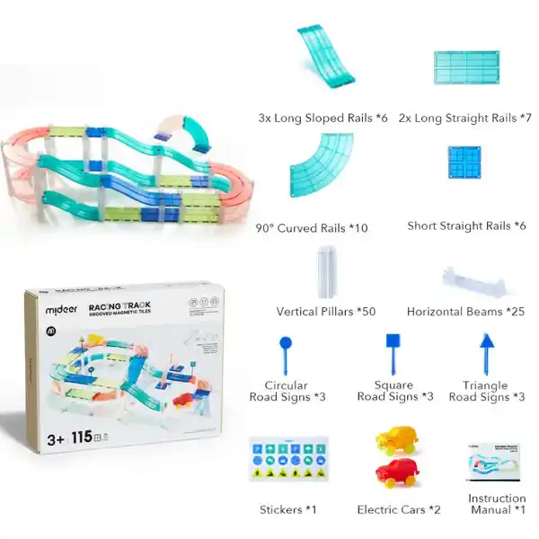 Магнитный конструктор «Гоночная трасса», 115 шт.