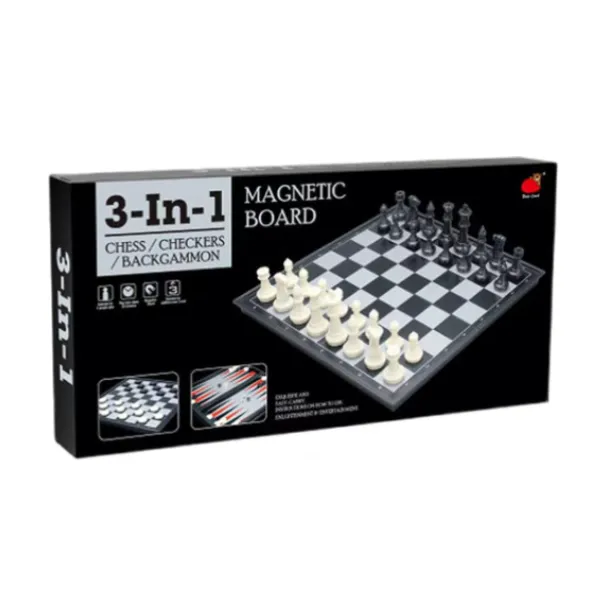 Joc de masă „Dame, Șah, Narde Magnetice”, 3în1