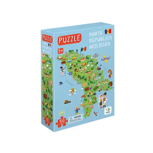 Joc magnetic educativ „Harta Moldovei”, 100 piese