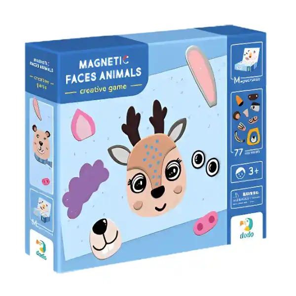 Joc magnetic „Fețișoare”, 1 tablă magnetică, 77 elem.