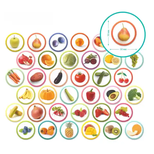Joc magnetic „Legume, fructe și fructe de pădure”, 36 elem.