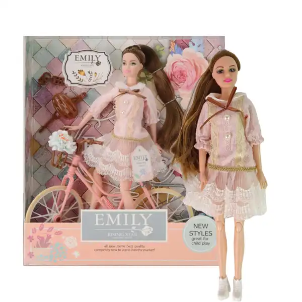 Păpușa Emily cu bicicletă